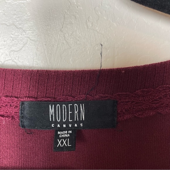 Modern Canvas Womens Graphic Knit Fall High Low Top Shirt Sz XXL Maroon - Picture 2 of 4